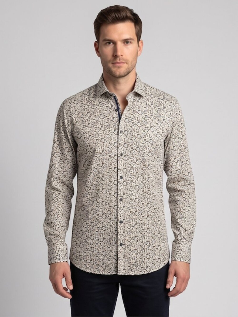 VENTI Men's Wildlife Animal Print Dress Shirt | Woodland Forest Long Sleeve